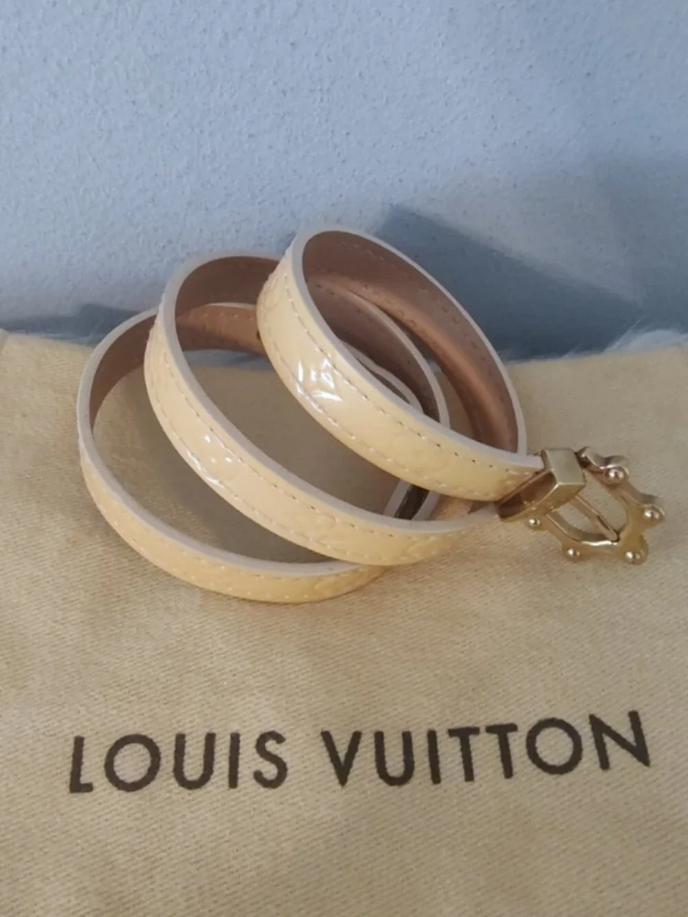 Louis Vuitton Y2K vernis wrap bracelet w/dust bag goldtone hardware EUC